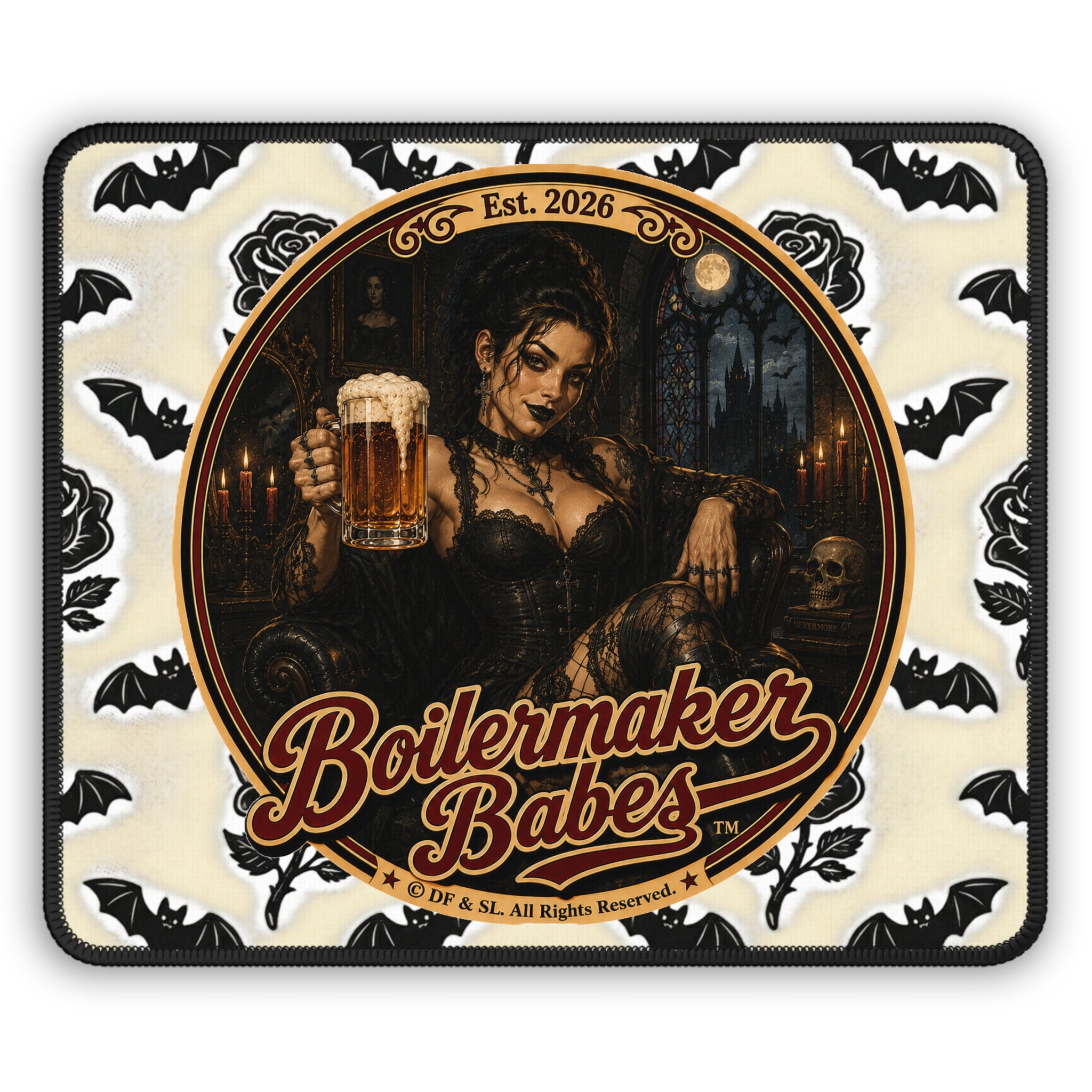 Boilermaker Babes™ Gaming Mouse Pad — Spooki! Goth Pin-Up