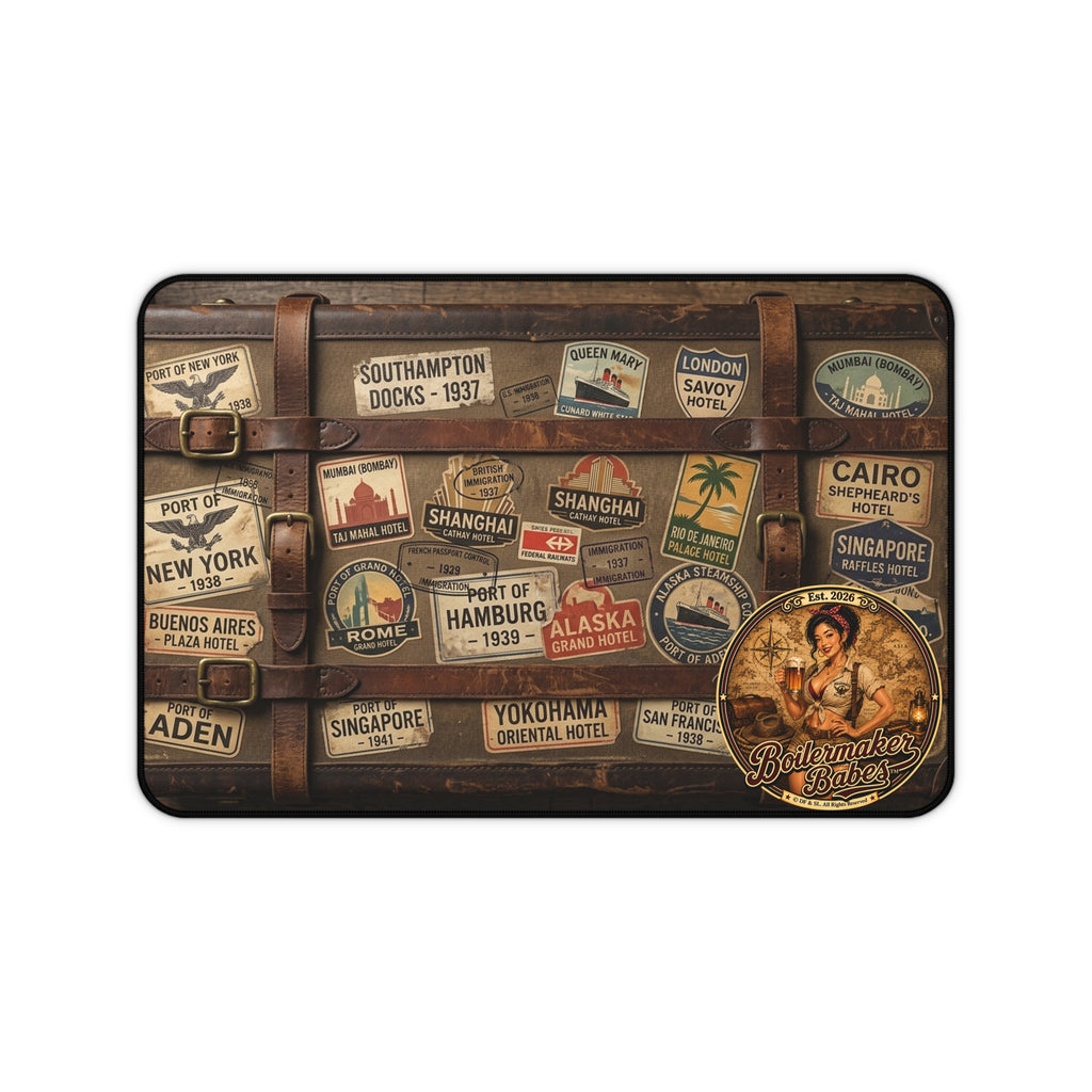 Desk Mat | Xplore! Boilermaker Babes™ Journalist / Explorer Retro Pin-Up Art Gift