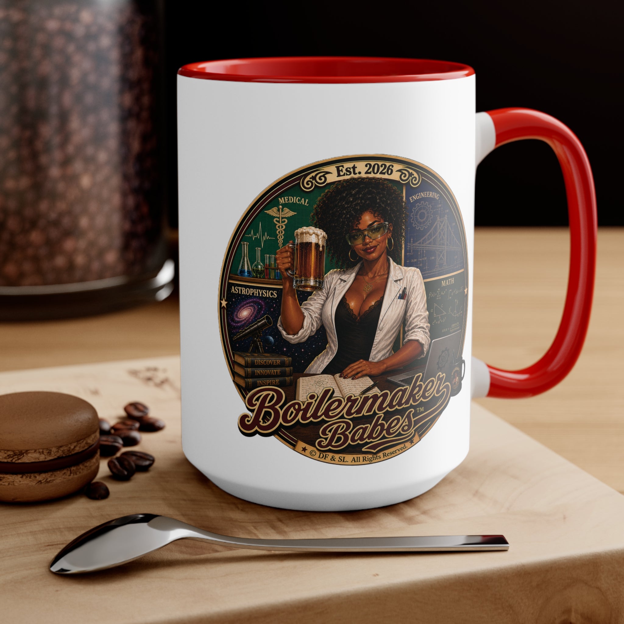 Mati! (F) – 15oz. Accent Mug - Boilermaker Babes ™ Vintage Style Pin-Up Art