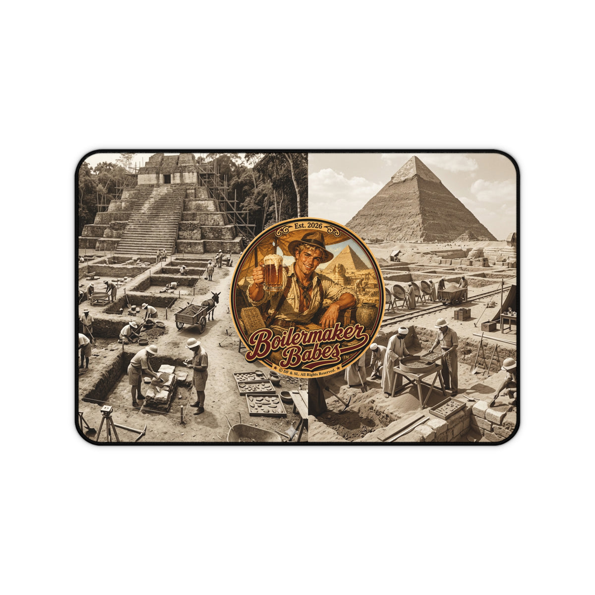 Desk Mat | Arch! Boilermaker Babes™ Archeologist Retro Pin-Up Art Gift
