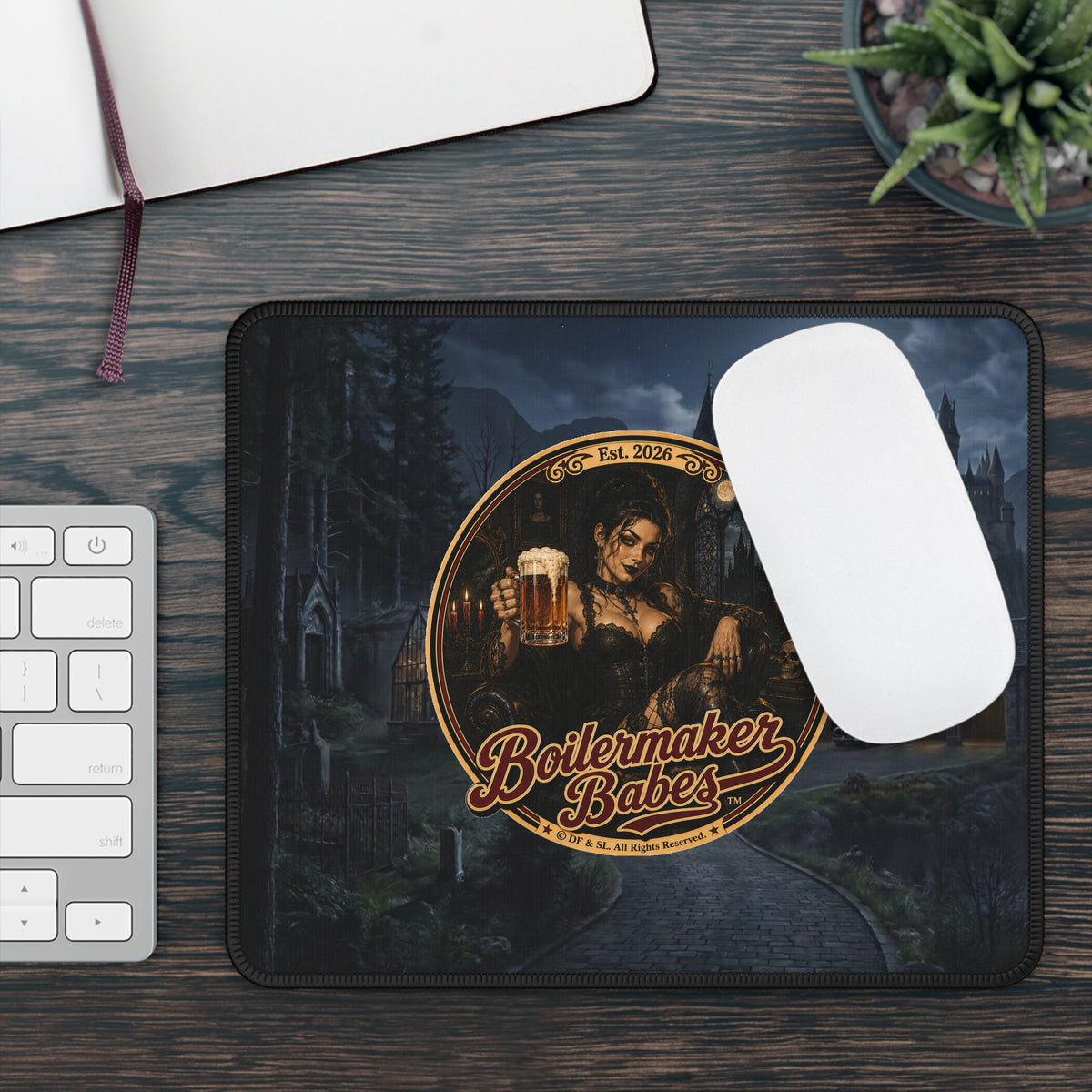 Boilermaker Babes™ Gaming Mouse Pad — Spooki! Goth Pin-Up