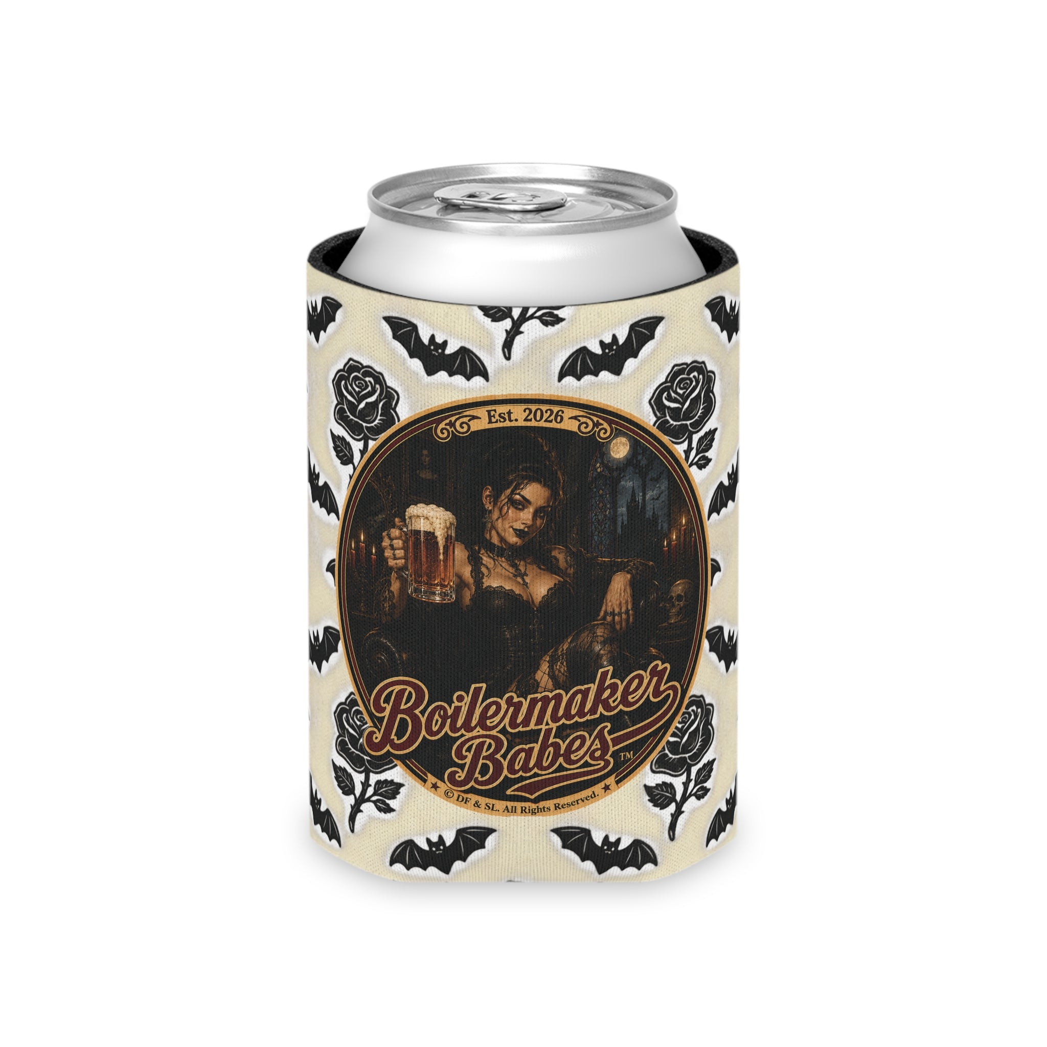 Spooki! (F) – Can Sleeve - Boilermaker Babes ™ Vintage Style Pin-Up Art