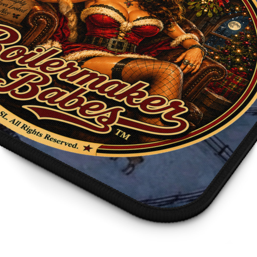 Desk Mat | Claws! Boilermaker Babes™ Northern Delights Retro Pin-Up Art Gift - Alternate Holiday Pin-Up