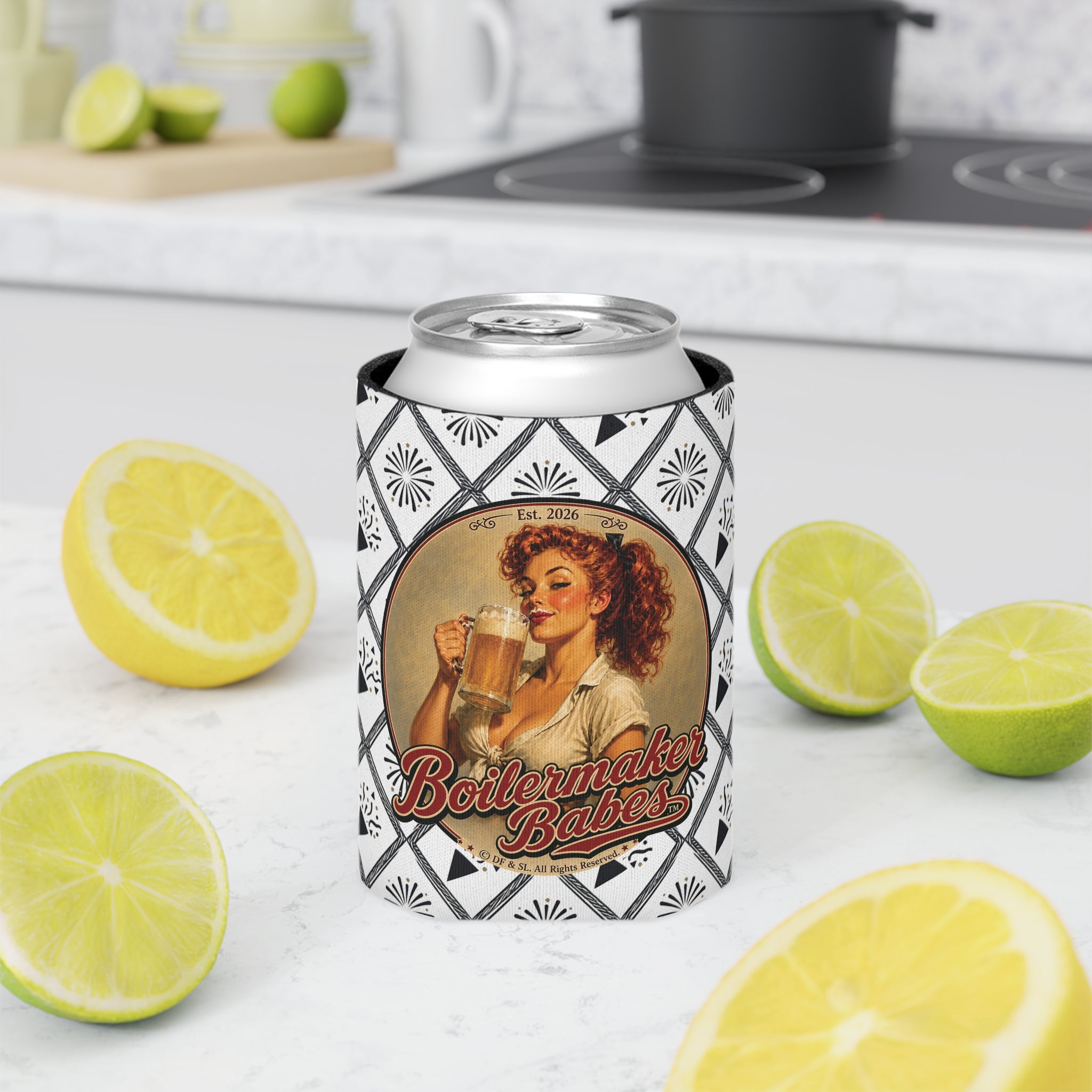Thursti! (F) – Can Sleeve - Boilermaker Babes ™ Vintage Style Pin-Up Art