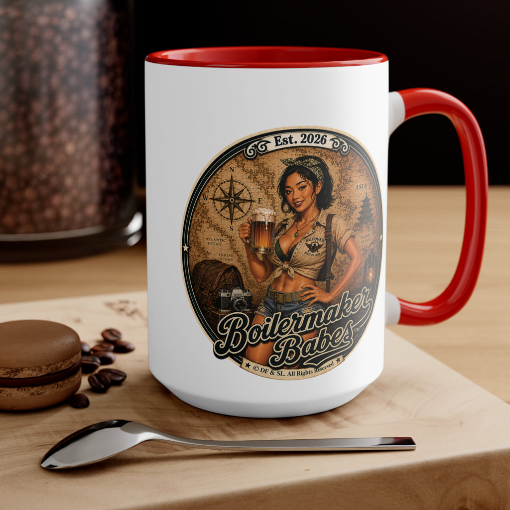Xplore! (F) – 15oz. Accent Mug - Boilermaker Babes ™ Vintage Style Pin-Up Art