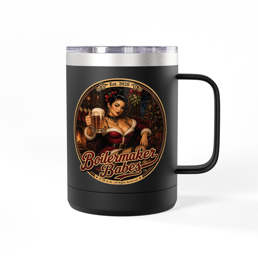 Sati! (F) – 15oz. Insulated Mug - Boilermaker Babes ™ Vintage Style Pin-Up Art