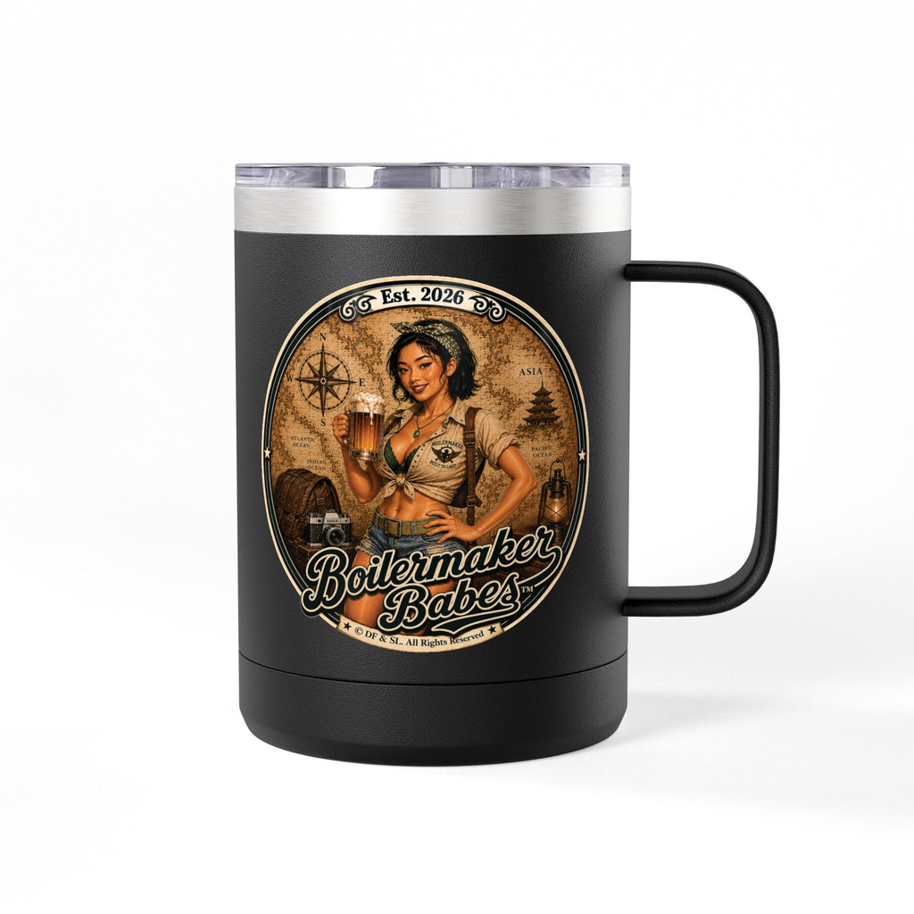 Xplore! (F) – 15oz. Insulated Mug - Boilermaker Babes ™ Vintage Style Pin-Up Art