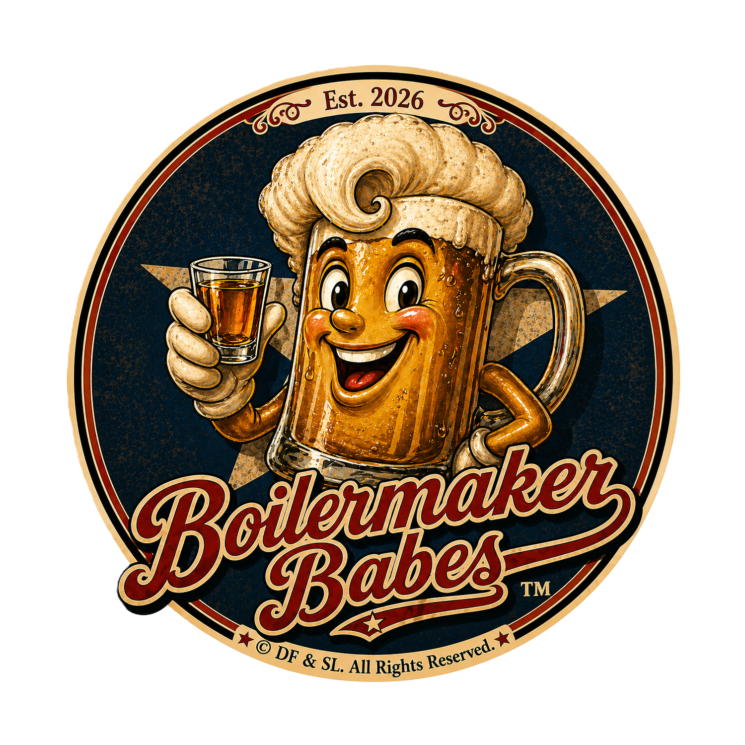 Mascot - Boilermaker Babes ™   — Retro Patriotic Pin-Up Vinyl Custom Cut Sticker