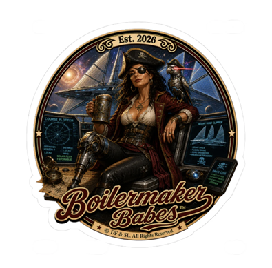 Cali! (F) - Boilermaker Babes ™   — Retro Steampunk Pin-Up Art Vinyl Custom Cut Sticker